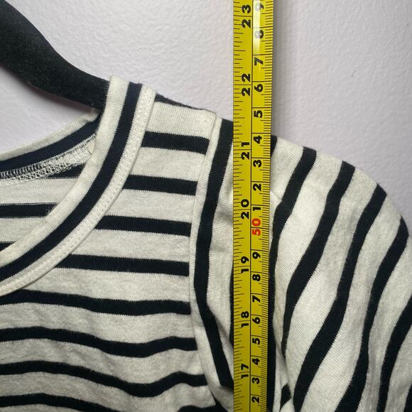 A.L.C. Black White Stripe Ruffle Short Sleeve Carrie Shirt Women's size Medium - Picture 7 of 9